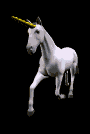 3D animated unicorn.